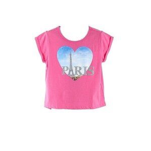1989 Place Sz 5/6 Paris Berry Pink Blue Silver Cotton Polyester Girls Top